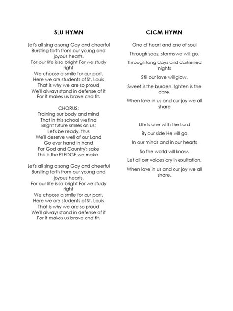 slsu hymn lyrics pdf|Slu Cicm Hymn .